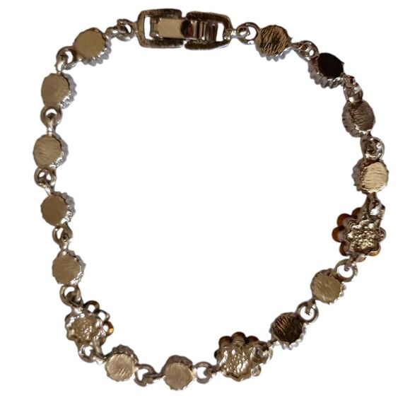 Aqua Blue Rhinestone Link Bracelet Faux Turquoise Silver Tone Coastal Beachy - Picture 3 of 16